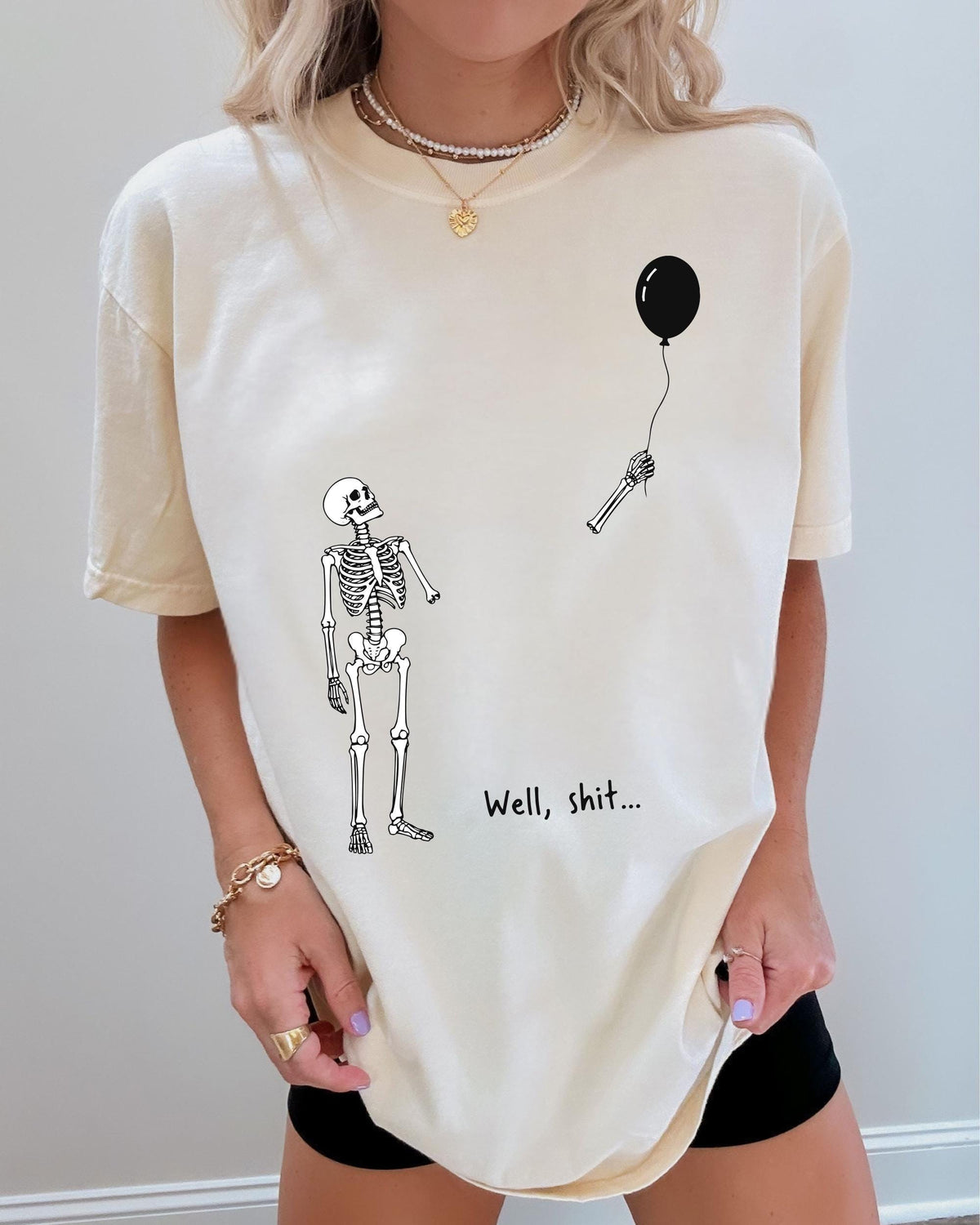 Spooky Skeleton Comfort Colors® Shirt, Skeleton Balloon T-Shirt, Halloween Gift Tee