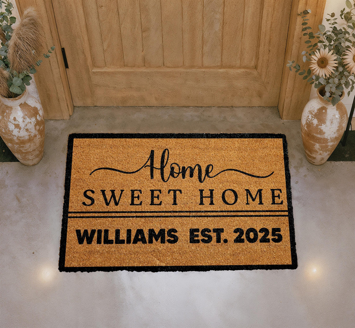 Personalized Coir Welcome Mat, Custom Family Name, Est. Year Doormat (Housewarming Gift)