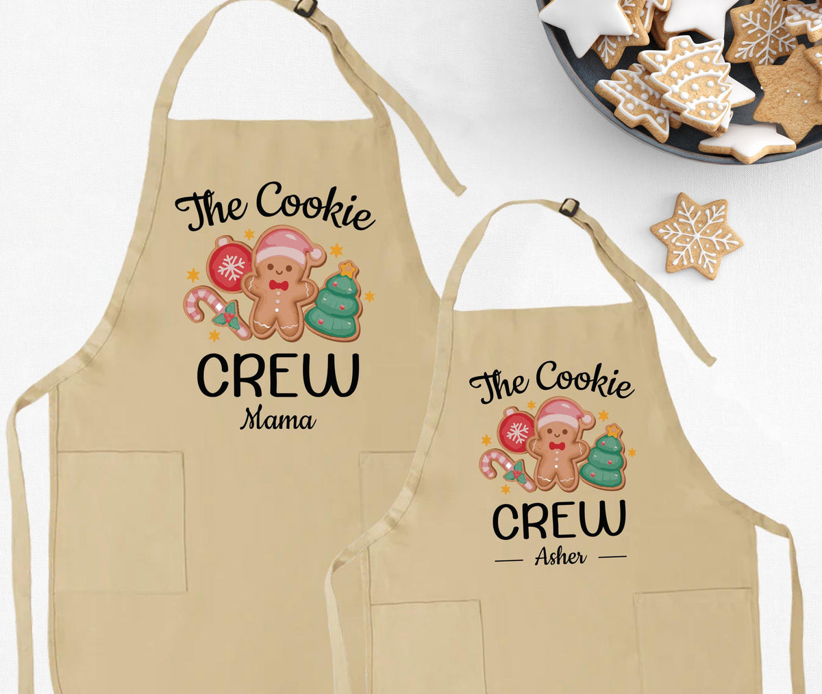 Christmas Cookie Crew Apron, Custom Baking Crew Apron, Christmas Apron Set, Gingerbread Apron, Matching Family Apron, Christmas Apron Gift