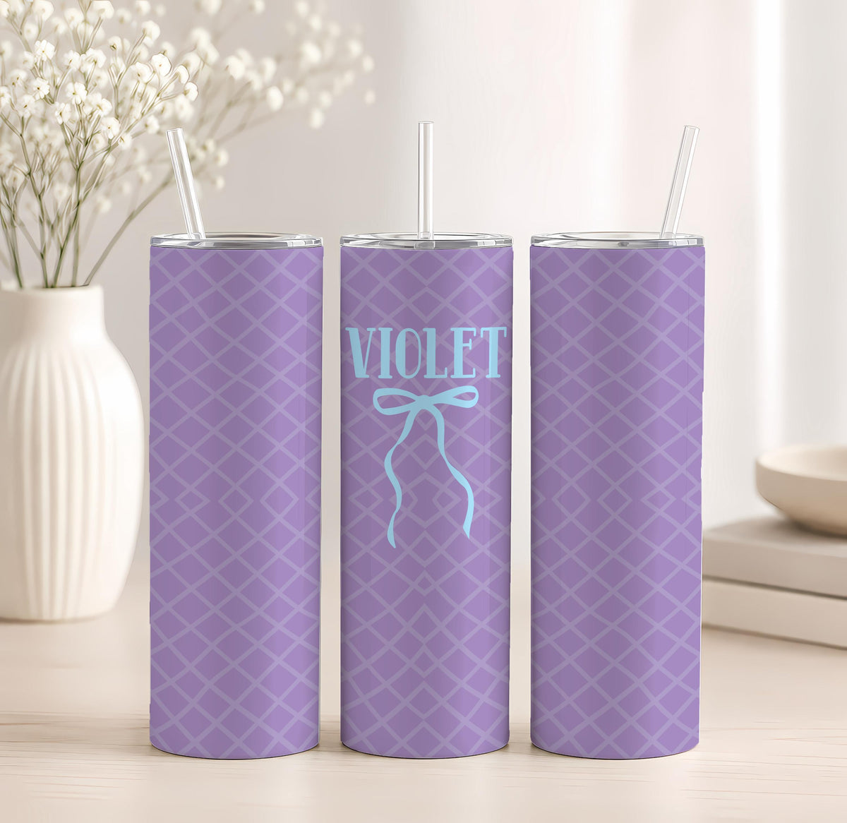 Personalized Coquette Bow Tumbler, Custom Name 20oz Travel Cup (Straw Included)