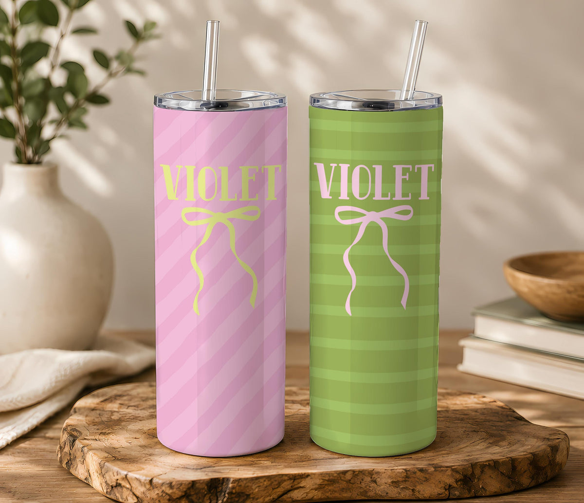Personalized Coquette Bow Tumbler, Custom Name 20oz Travel Cup (Straw Included)