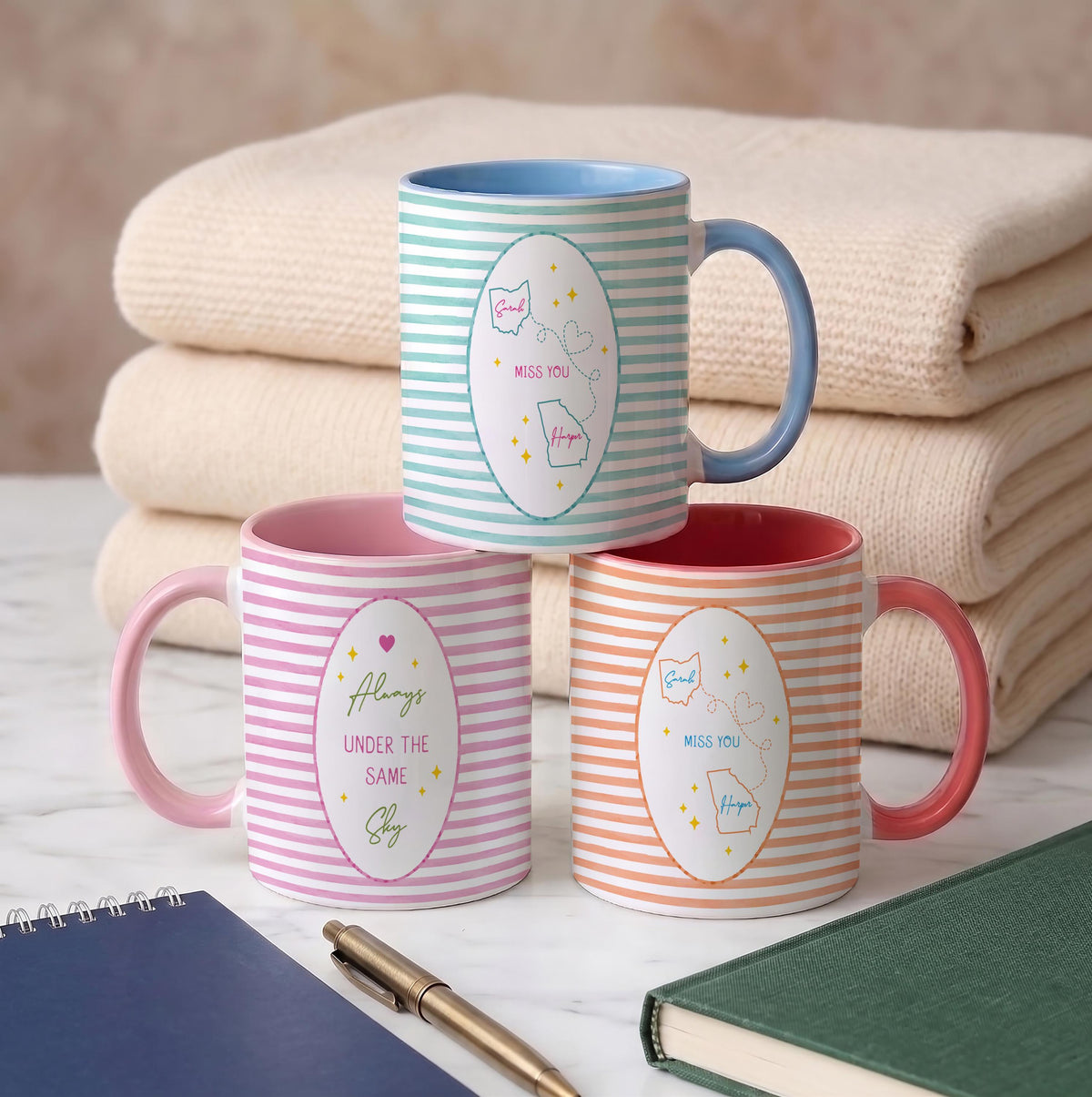 Personalized Long Distance Mug, Custom State Quote Cup, Relationship Gift