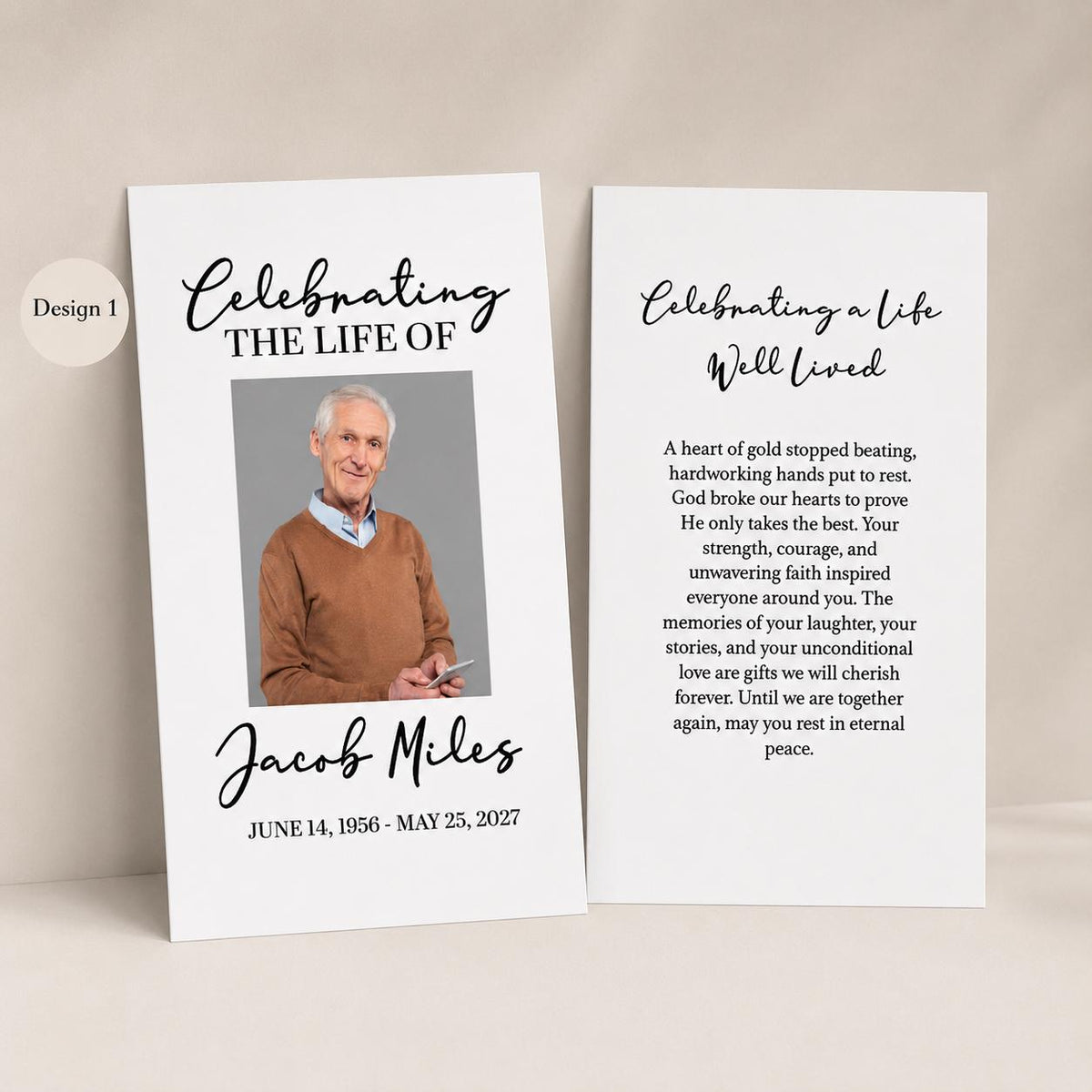 Personalized Memorial Prayer Card, Custom Photo Keepsake, Funeral Favor (2" x 3.5")