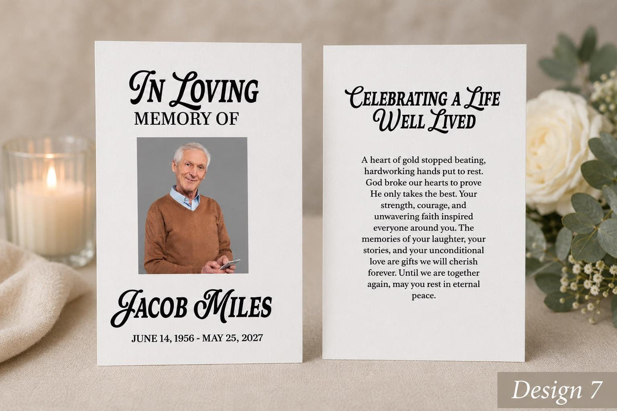 Personalized Memorial Prayer Card, Custom Photo Keepsake, Funeral Favor (2" x 3.5")