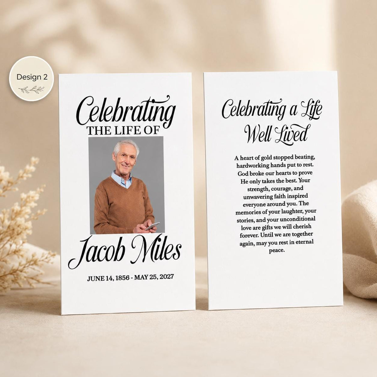 Personalized Memorial Prayer Card, Custom Photo Keepsake, Funeral Favor (Cardstock)