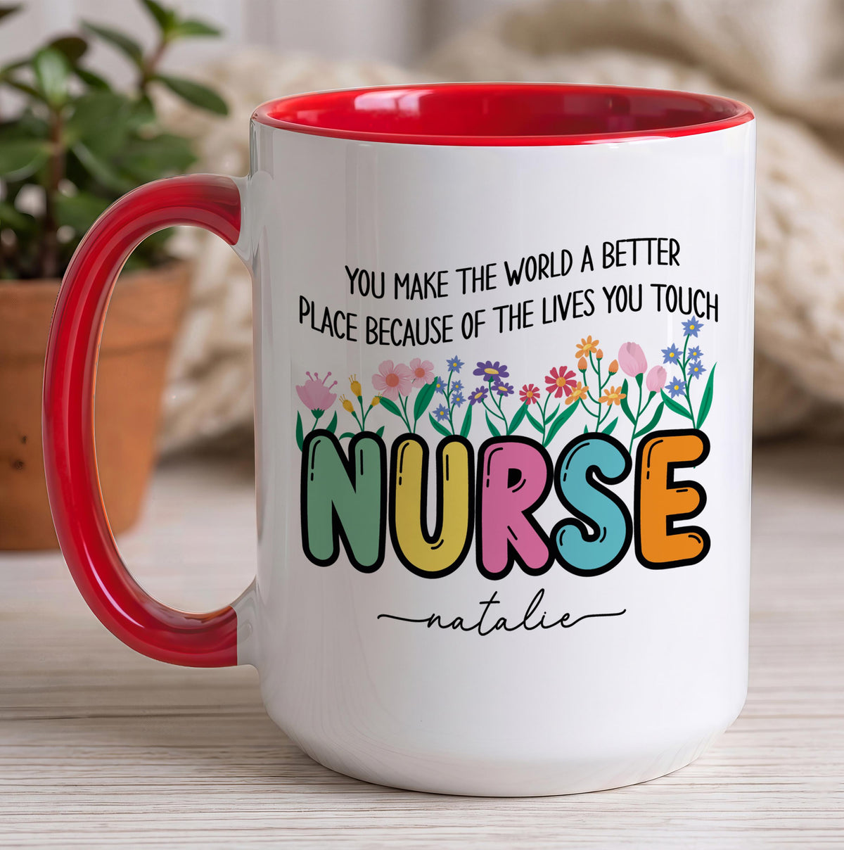 Custom Nurse Mug, Floral Appreciation Gift, Personalized Ceramic Cup