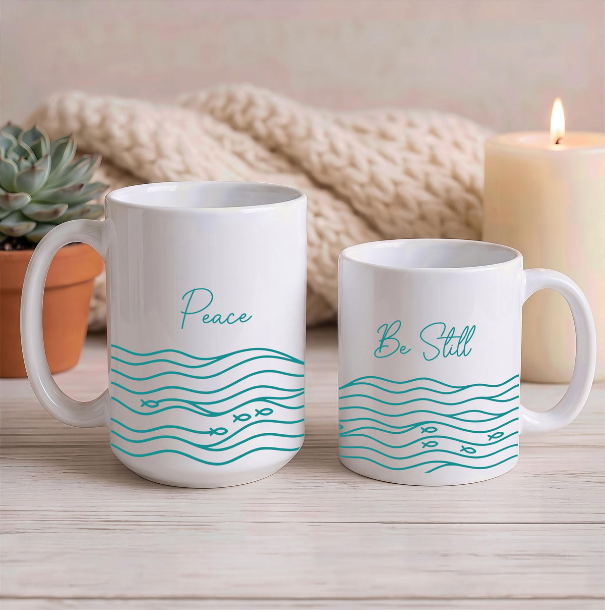 Nautical Peace Be Still Ceramic Mug, Sailboat Design, Christian Gift (11oz/15oz)