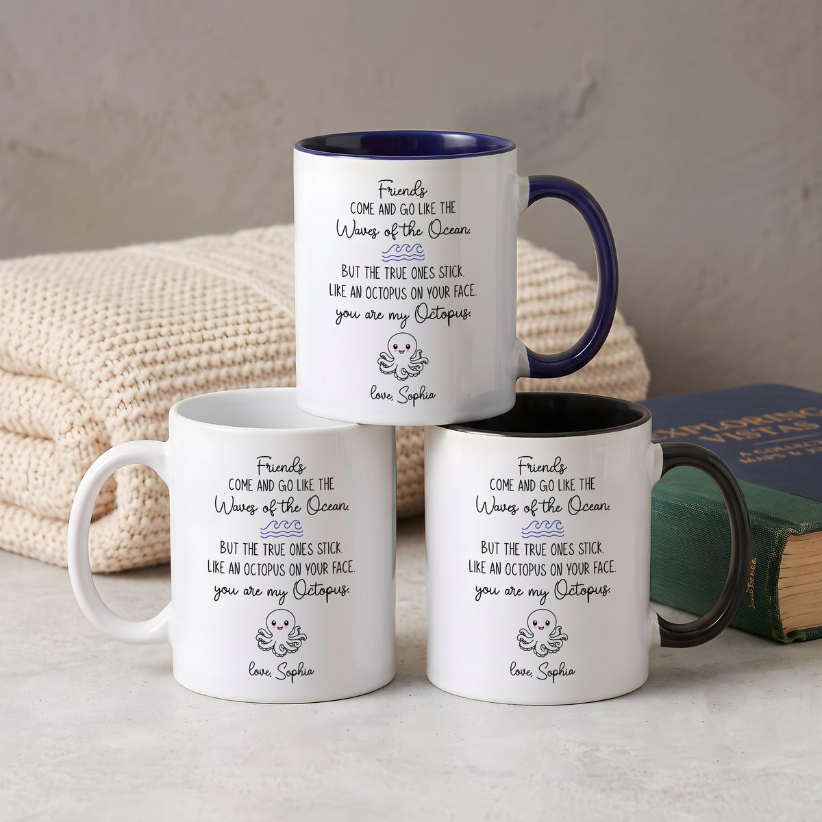Custom Name Best Friend Coffee Mug, You Are My Octopus Quote Ceramic Cup