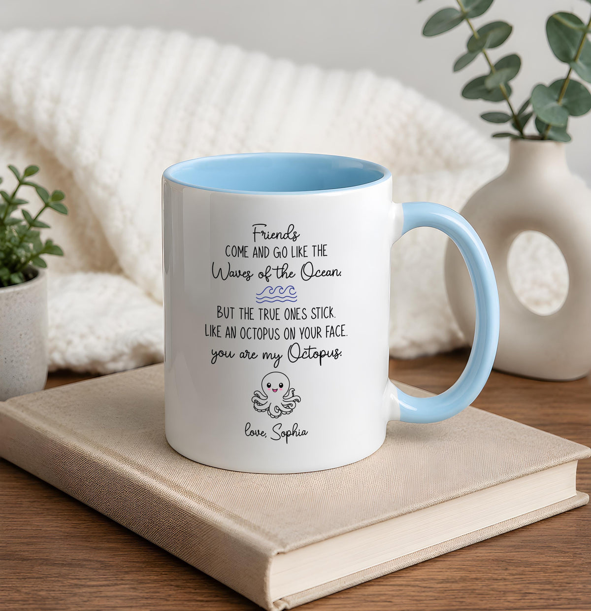 Custom Name Best Friend Coffee Mug, You Are My Octopus Quote Ceramic Cup