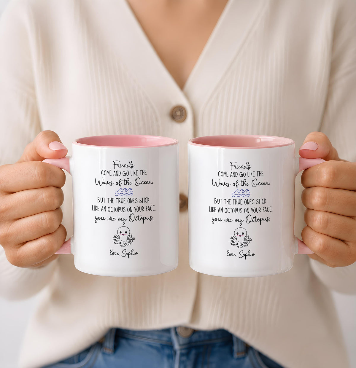 Custom Name Best Friend Coffee Mug, You Are My Octopus Quote Ceramic Cup