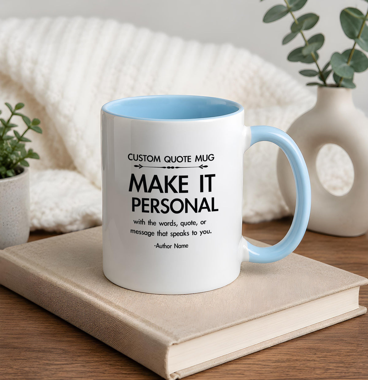 Custom Text Two Tone Coffee Mug, Make Your Own Quote Ceramic Cup