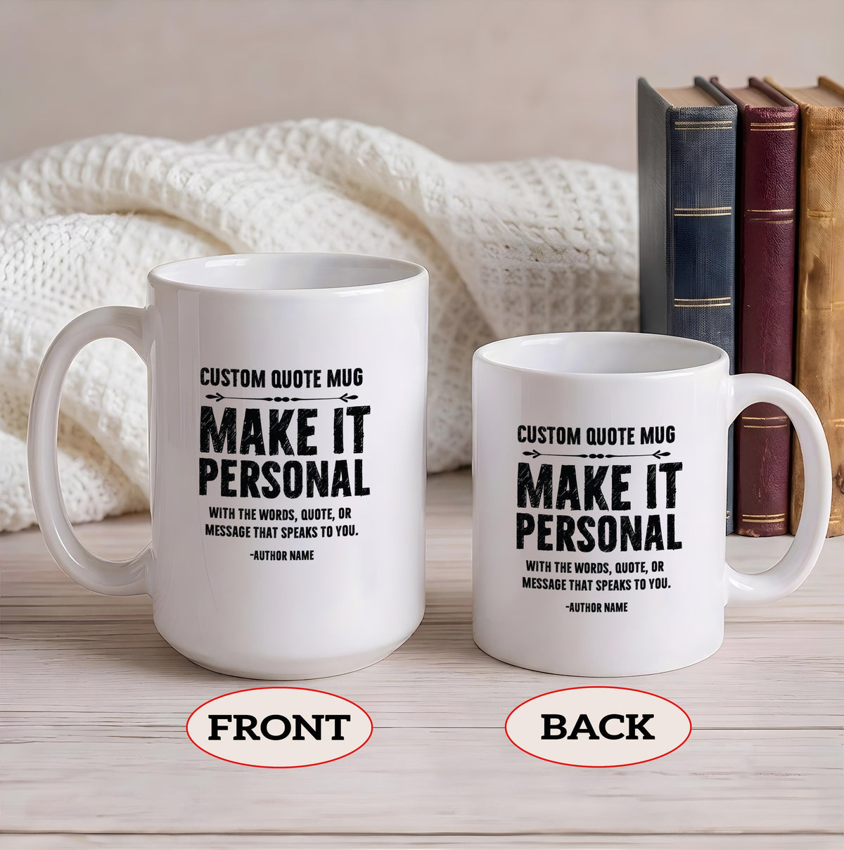 Custom Text Two Tone Coffee Mug, Make Your Own Quote Ceramic Cup