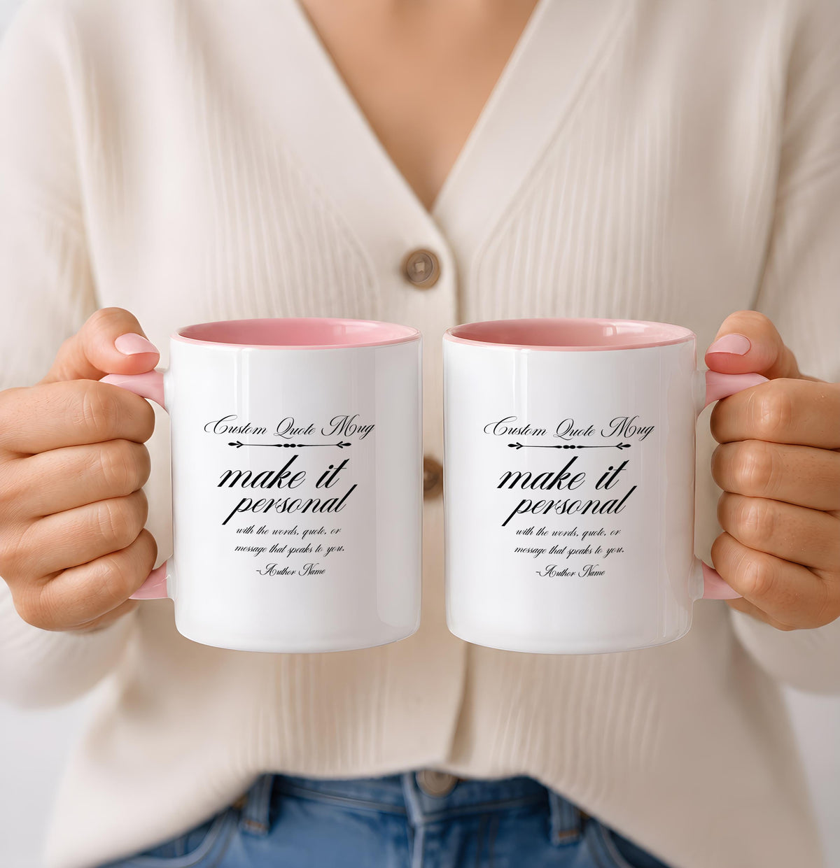 Custom Text Two Tone Coffee Mug, Make Your Own Quote Ceramic Cup