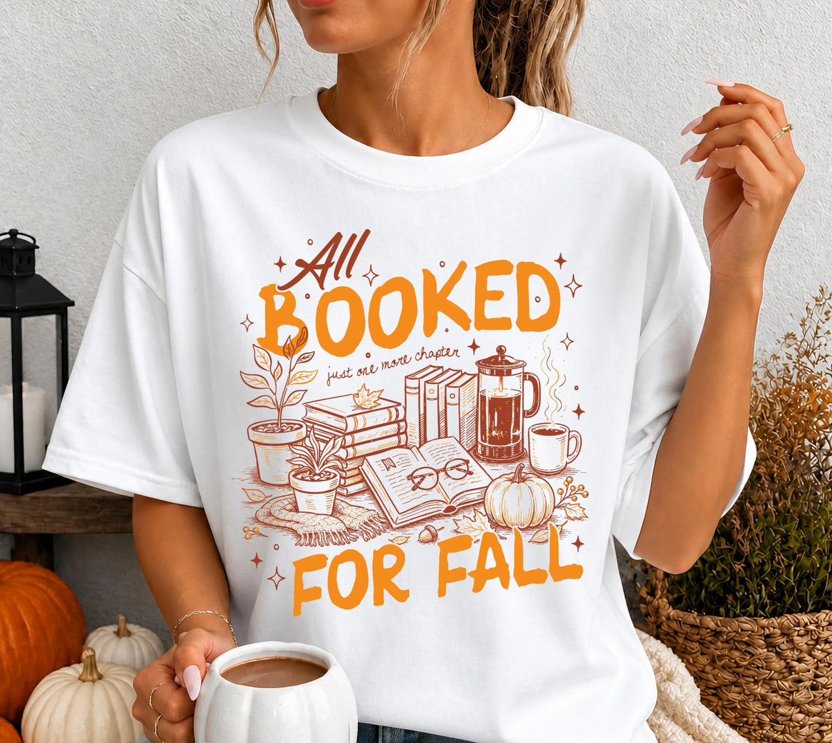 All Booked for Fall Comfort Colors® Shirt, Fall Season Bookish T-Shirt, Autumn Lovers Gift Tee
