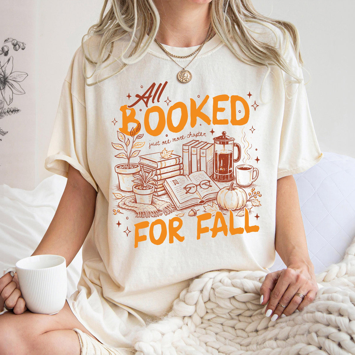 All Booked for Fall Comfort Colors® Shirt, Fall Season Bookish T-Shirt, Autumn Lovers Gift Tee