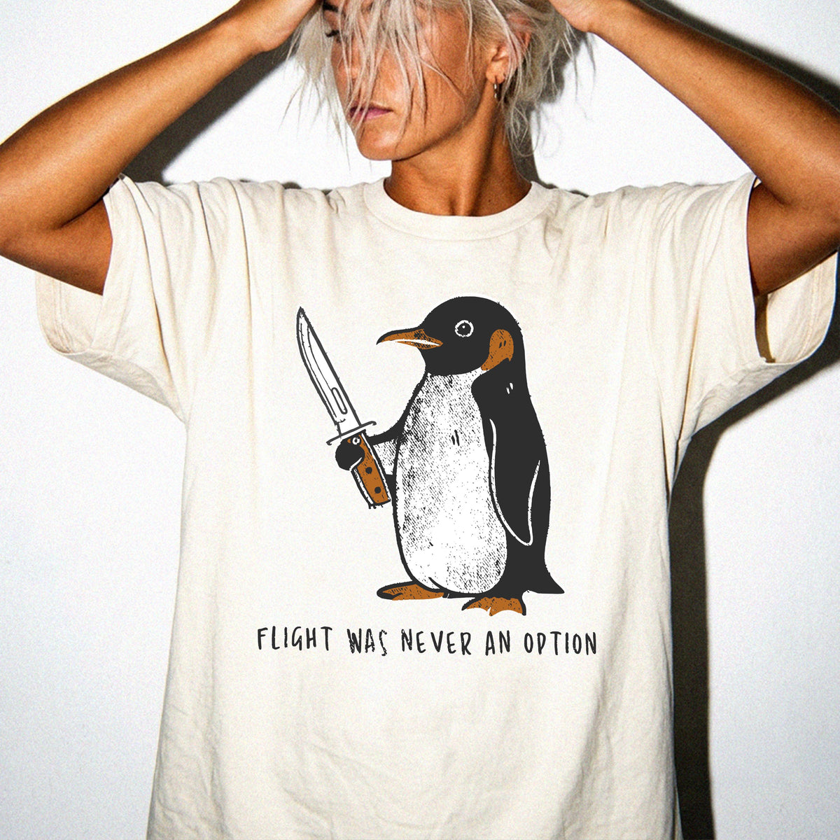 Flight Was Never an Option Comfort Colors® Penguin Meme Shirt, Sarcastic Graphic Tee