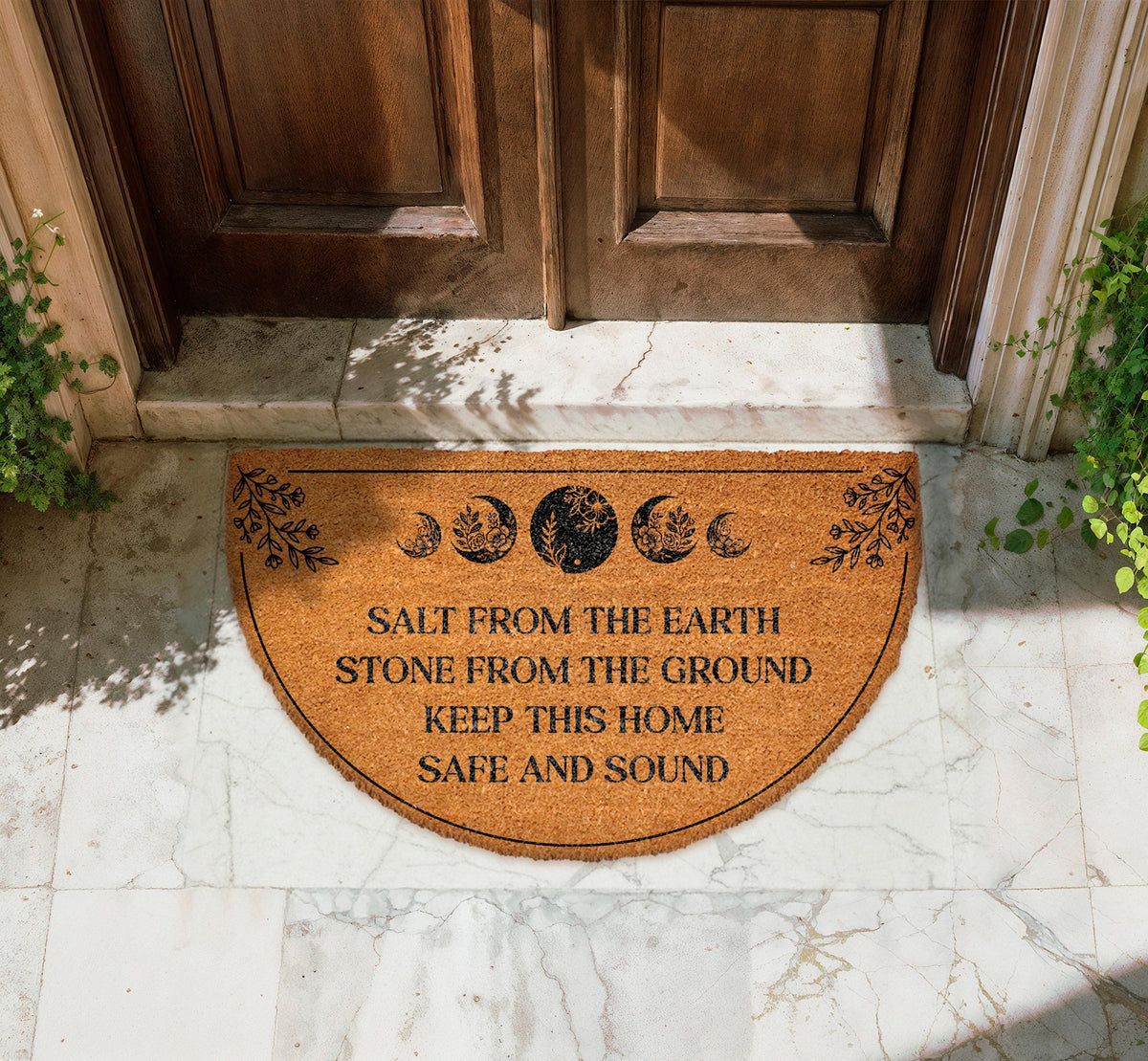 Salt From The Earth Doormat, Lunar Cycle Porch Rug, Newlywed Gift Wedding Gift