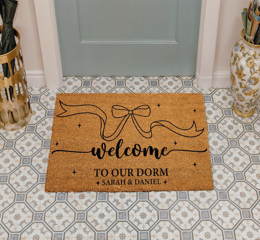 Custom Dorm Room Doormat, Welcome to Our Dorm Entrance Decor, College Student Gift