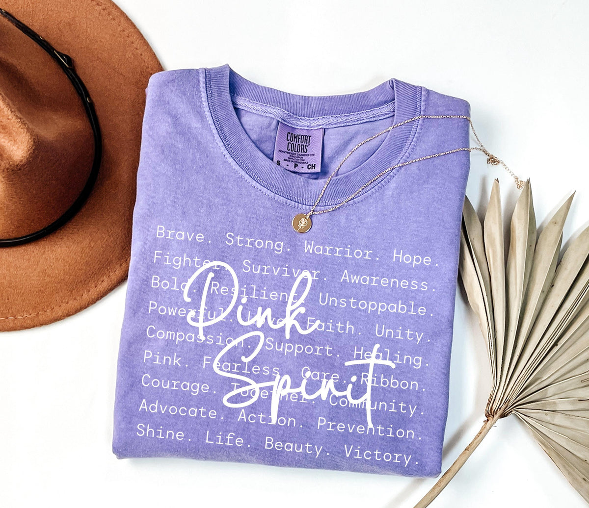 Breast Cancer Awareness Comfort Colors® Shirt, Pink Spirit Tee, Cancer Warrior Gift Tee