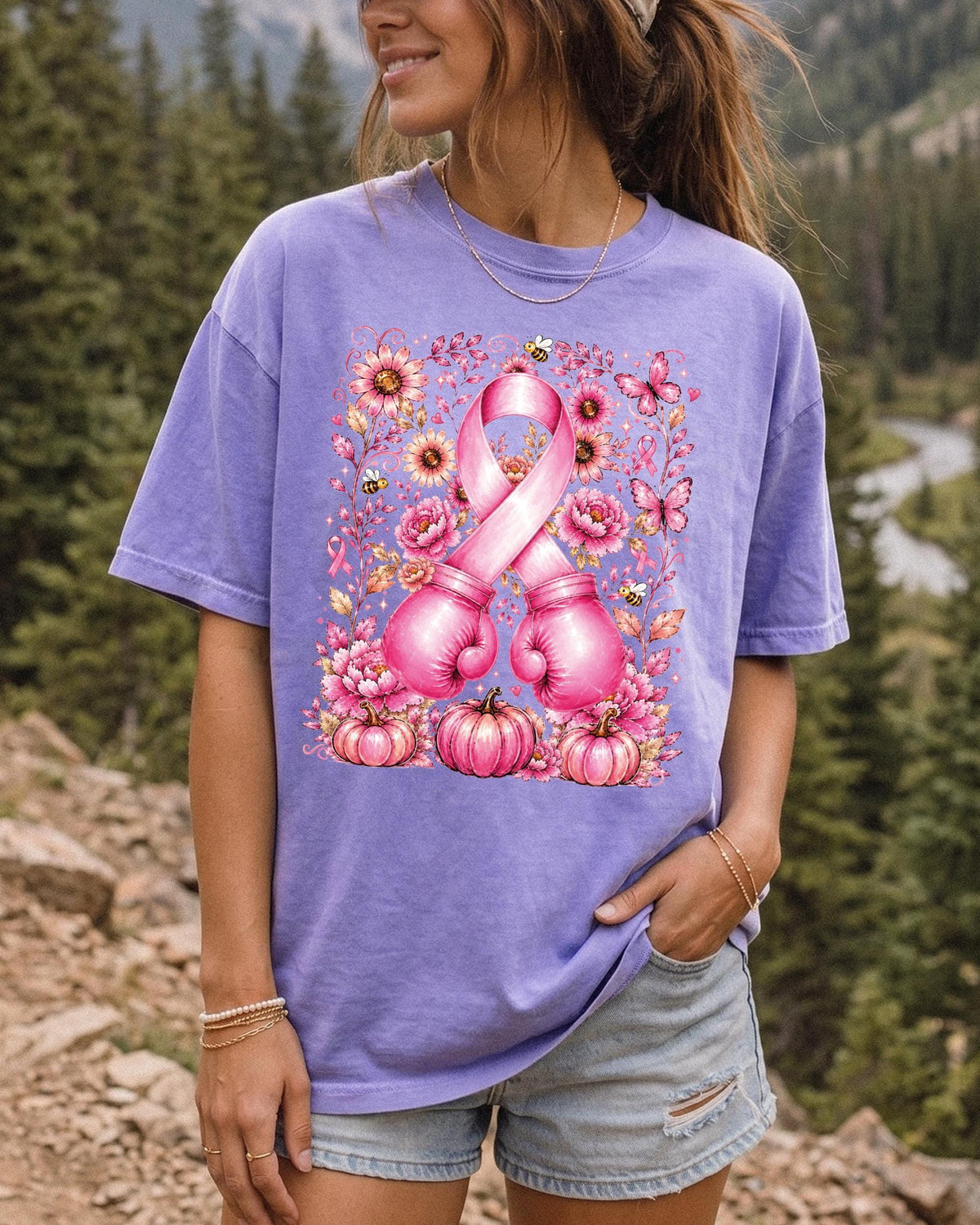 In October We Wear Pink Comfort Colors® Shirt, Breast Cancer Awareness Tee, Pink Ribbon T-shirt