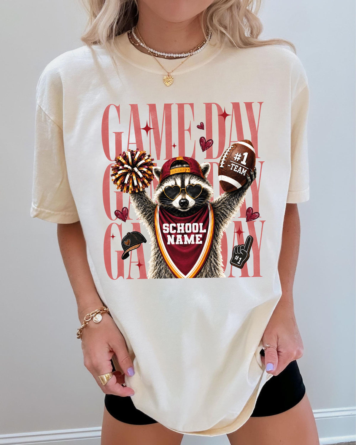 Raccoon Game Day Comfort Colors® Shirt, Personalized School Team Tee, Football Season T-shirt