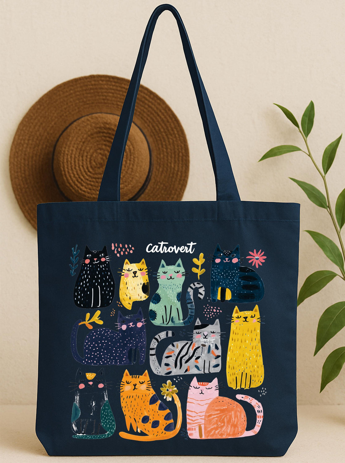 Cats Tote Bag, Cat Mom Gift Tote, Cat Lover Tote Bag, Colorful Cats Graphic Bag