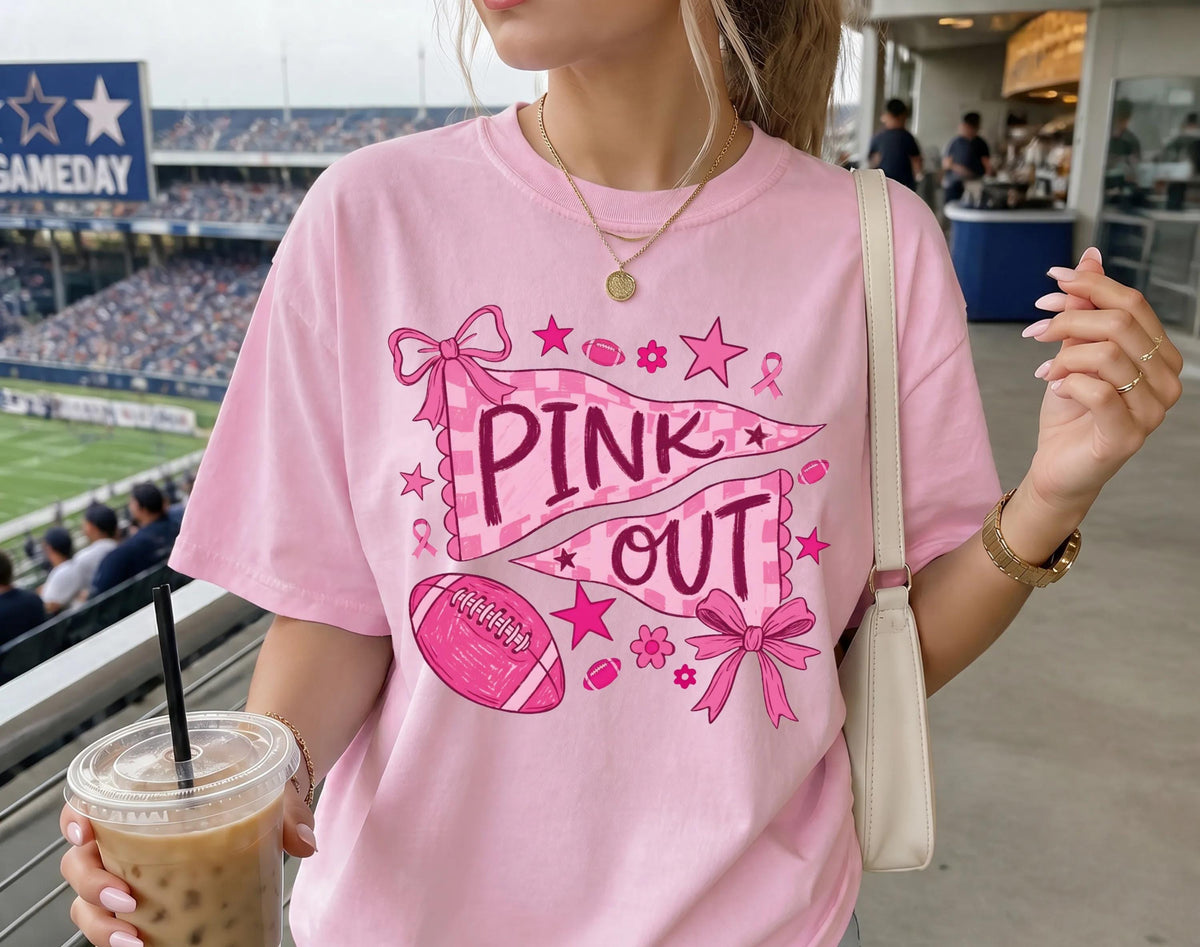 Coquette Bow Breast Cancer Comfort Colors® Shirt, Breast Cancer Football Tee, Pink Ribbon Sport Gift
