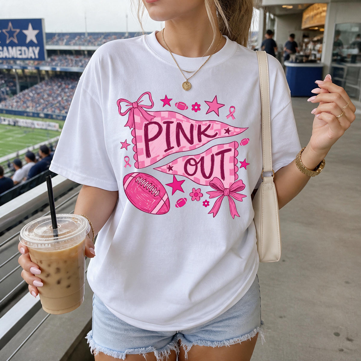 Coquette Bow Breast Cancer Comfort Colors® Shirt, Breast Cancer Football Tee, Pink Ribbon Sport Gift