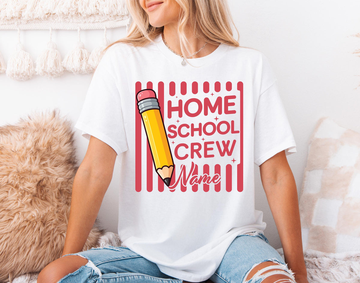 Homeschool Crew T-shirt, Custom Name Homeschool Shirt, Homeschool Mom Kids Matching Tees