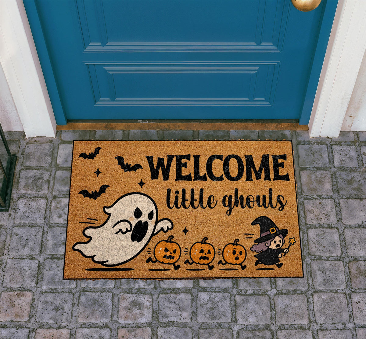 Halloween Ghost Doormat, Spooky Fall Porch Decor, Trick or Treat Welcome Mat