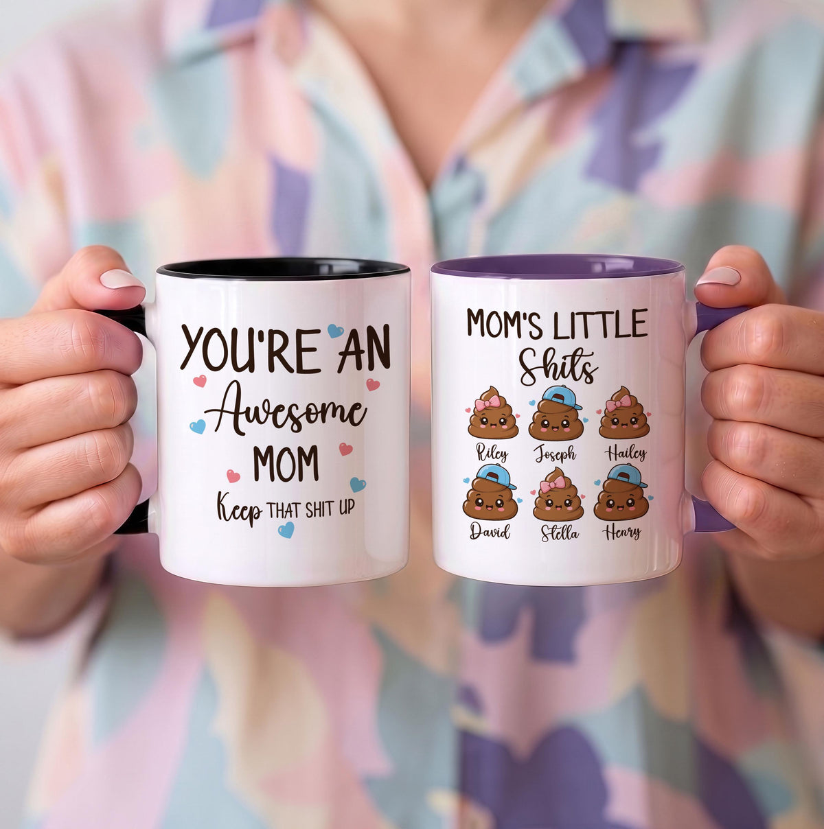 Personalized Funny Mom Coffee Mug, Kids Names, Mother's Day Gift