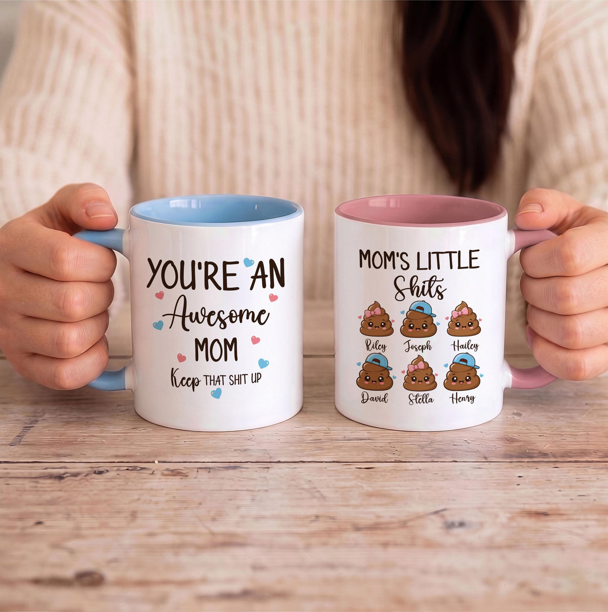 Personalized Funny Mom Coffee Mug, Kids Names, Mother's Day Gift
