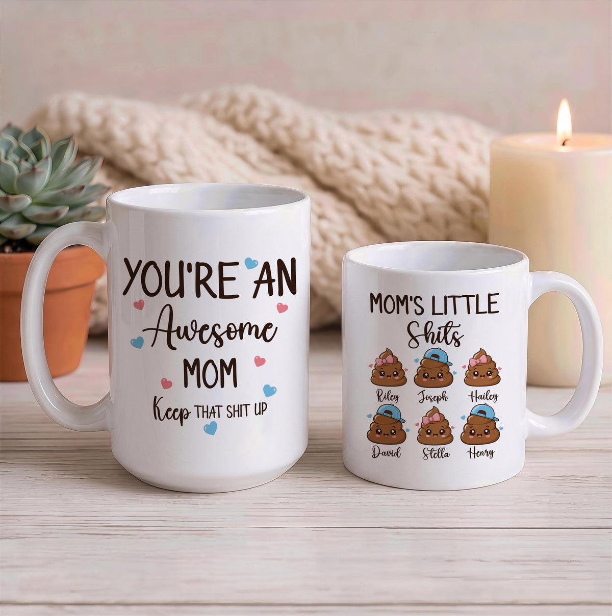 Personalized Funny Mom Coffee Mug, Kids Names, Mother's Day Gift