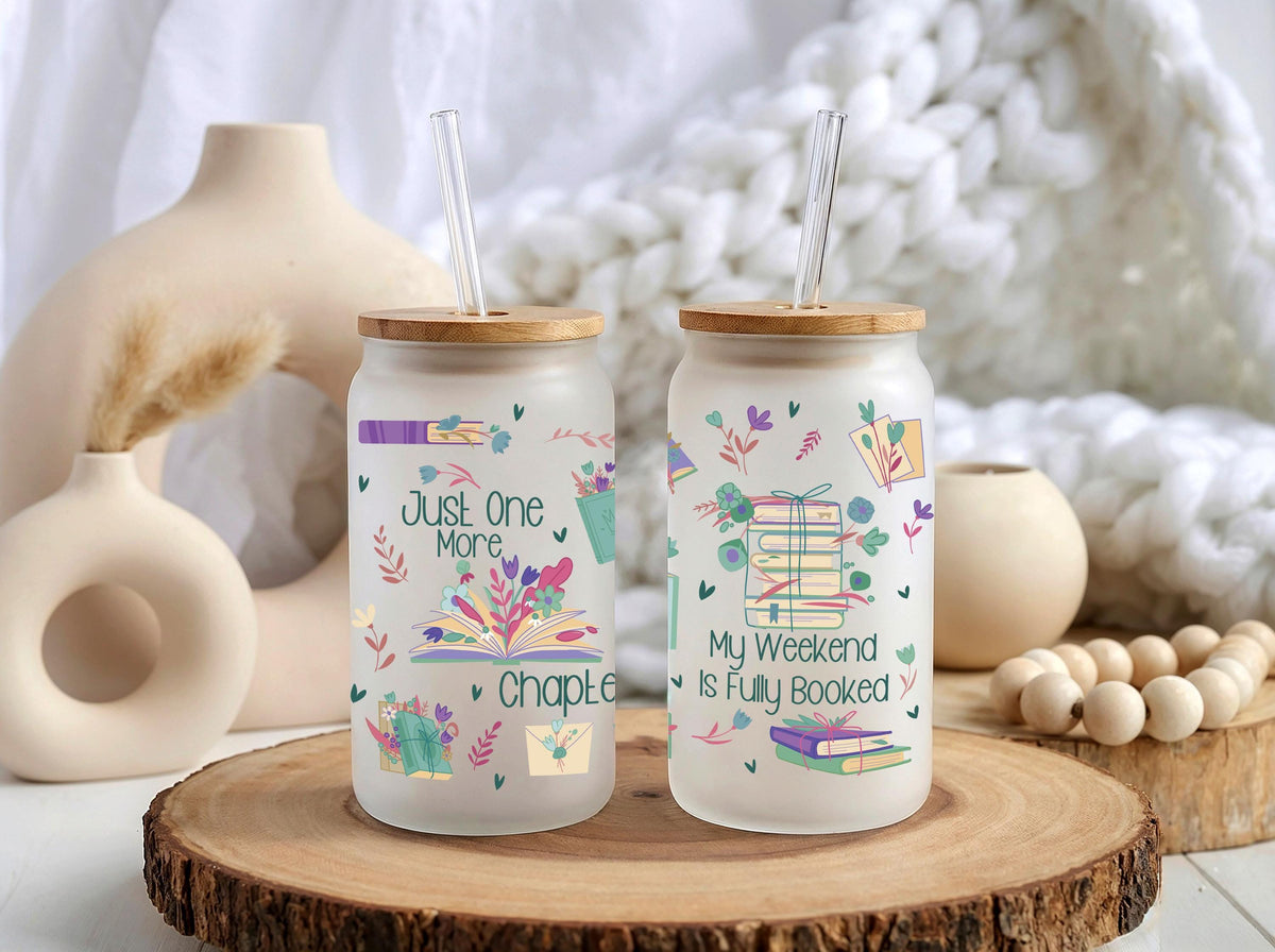 My Weekend Is Fully Booked Iced Coffee Cup, Funny Pun Book Worm Can Glass Tumbler