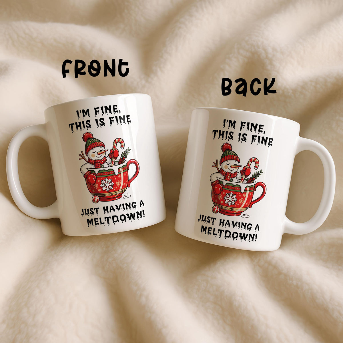 Funny Snowman Coffee Mug, Christmas Meltdown Humor Cup
