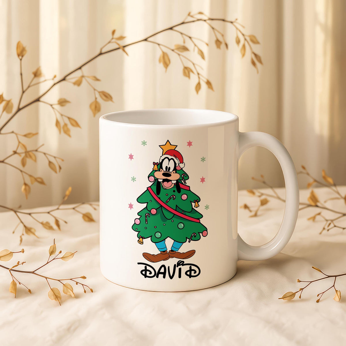 Custom Christmas Mug, Tree Character Coffee Cup, Personalized Mug