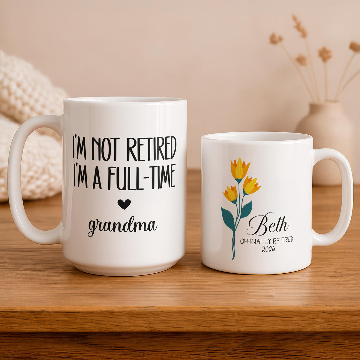 Full-Time Grandma Mug, Personalized Nana Coffee Cup, Retirement Gift