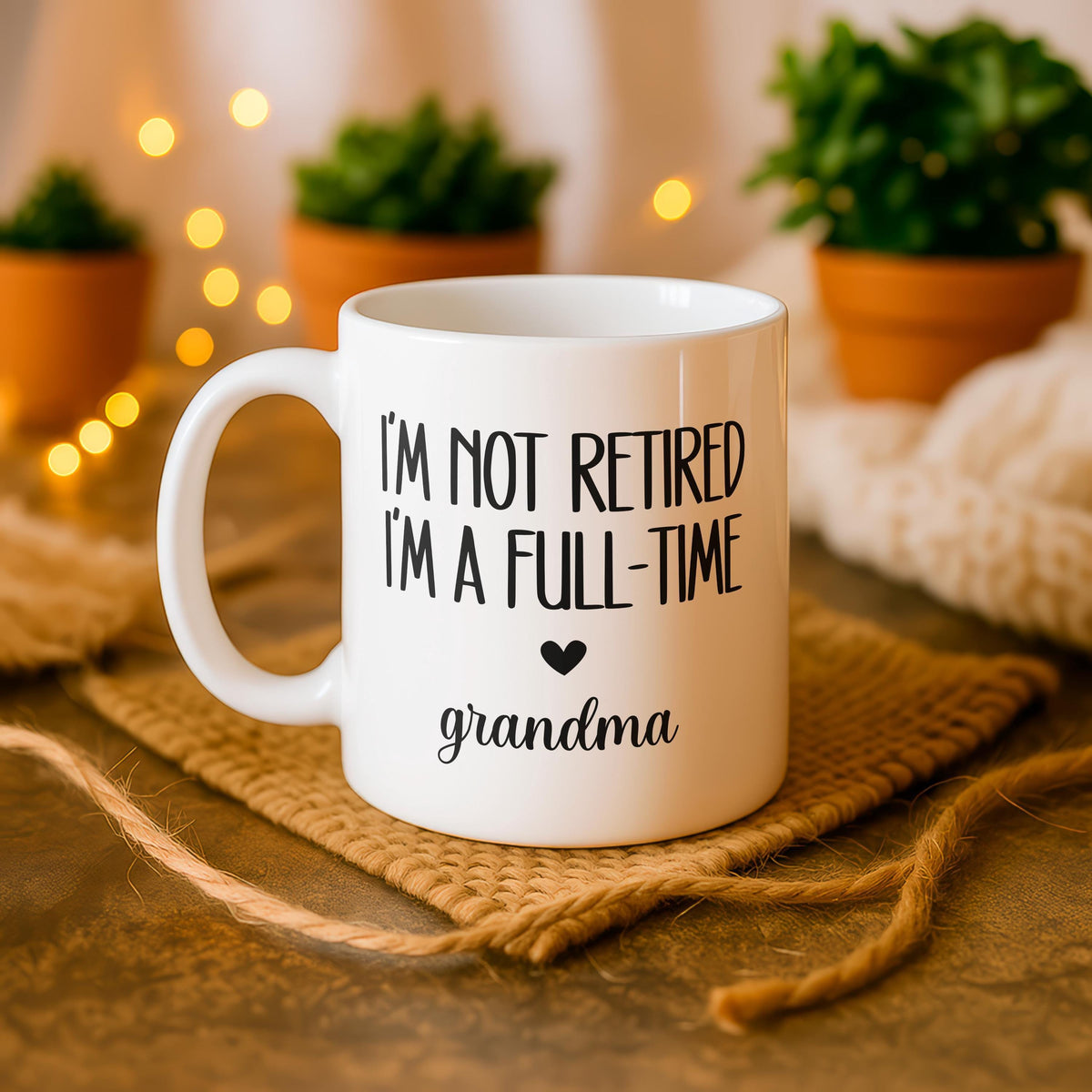 Full-Time Grandma Mug, Personalized Nana Coffee Cup, Retirement Gift