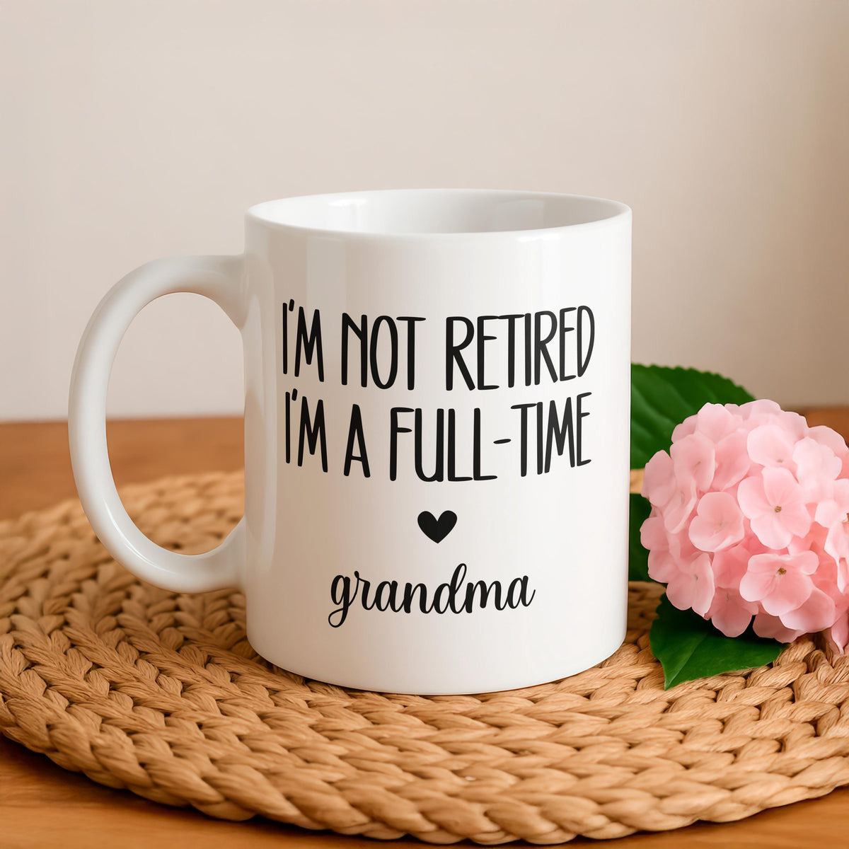Full-Time Grandma Mug, Personalized Nana Coffee Cup, Retirement Gift