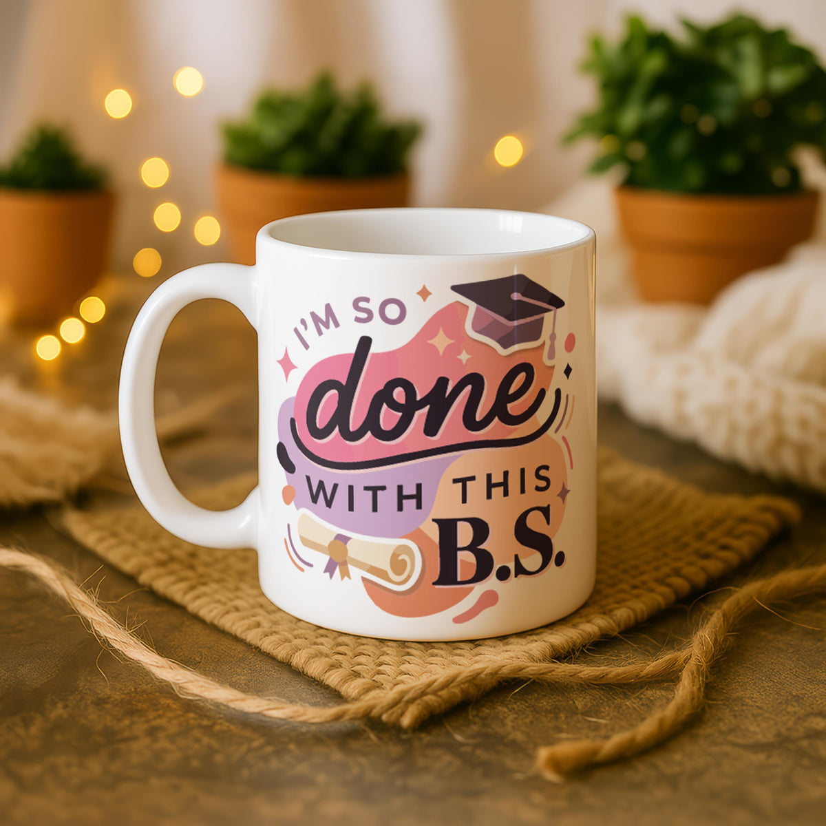 Custom Graduation Mug, Personalized BS Degree Coffee Cup, College Alumni Gift