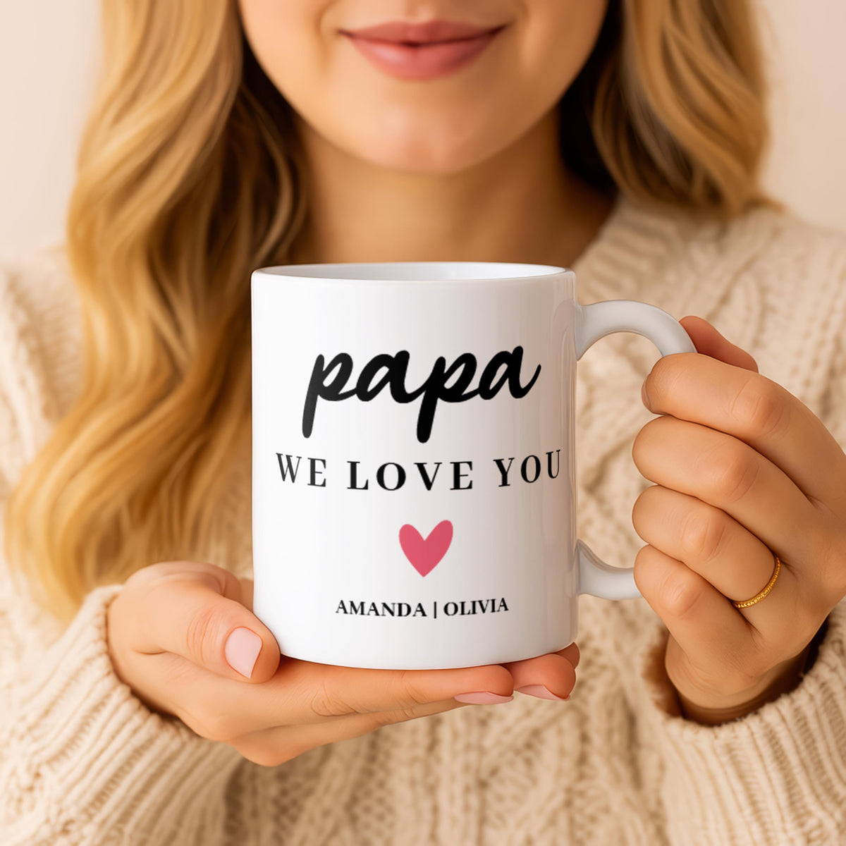 Personalized Papa Coffee Mug, Custom Grandfather Cup with Names