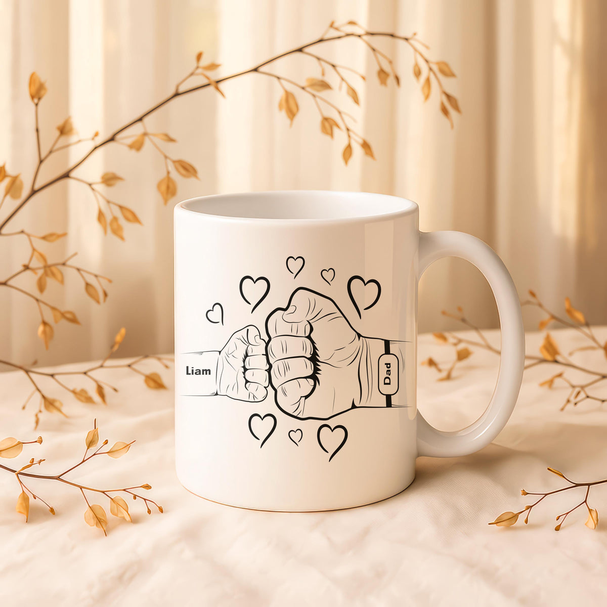 Personalized Dad Fist Bump Ceramic Mug
