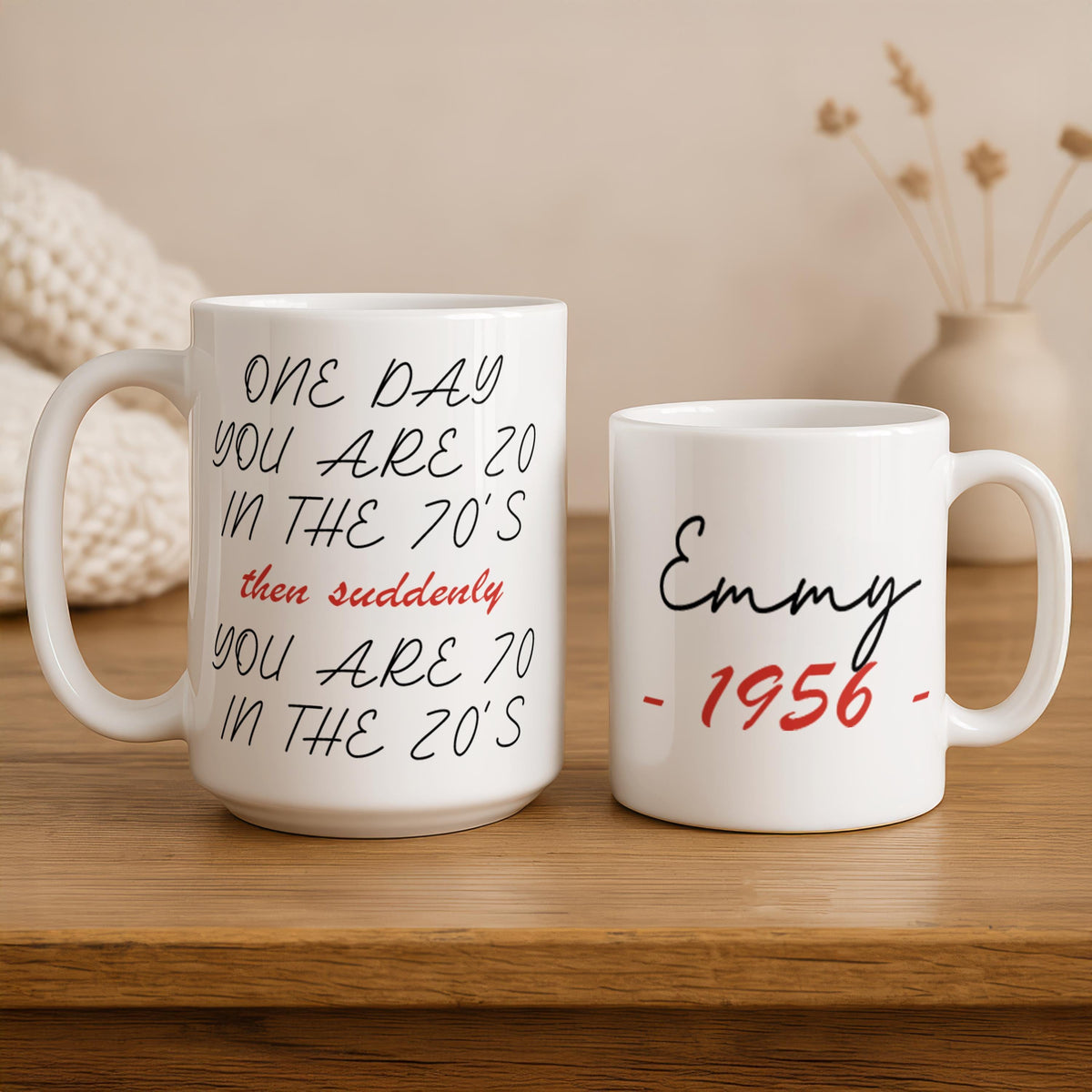 Personalized 70th Birthday Mug, Custom Name Ceramic Coffee Cup, Seventieth Gift