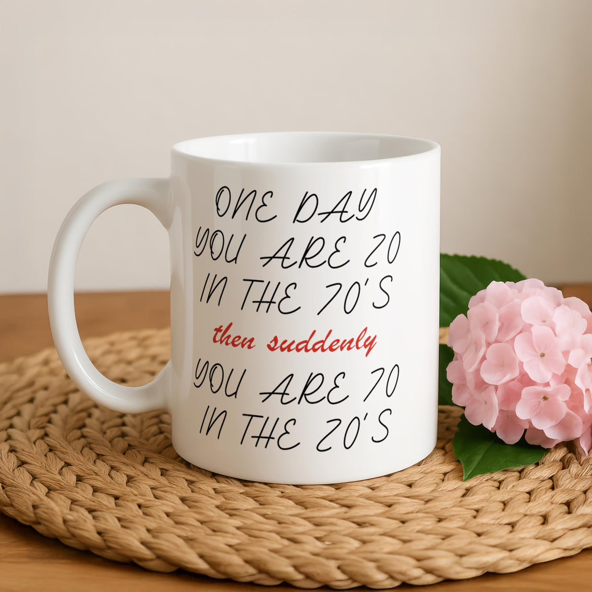 Personalized 70th Birthday Mug, Custom Name Ceramic Coffee Cup, Seventieth Gift