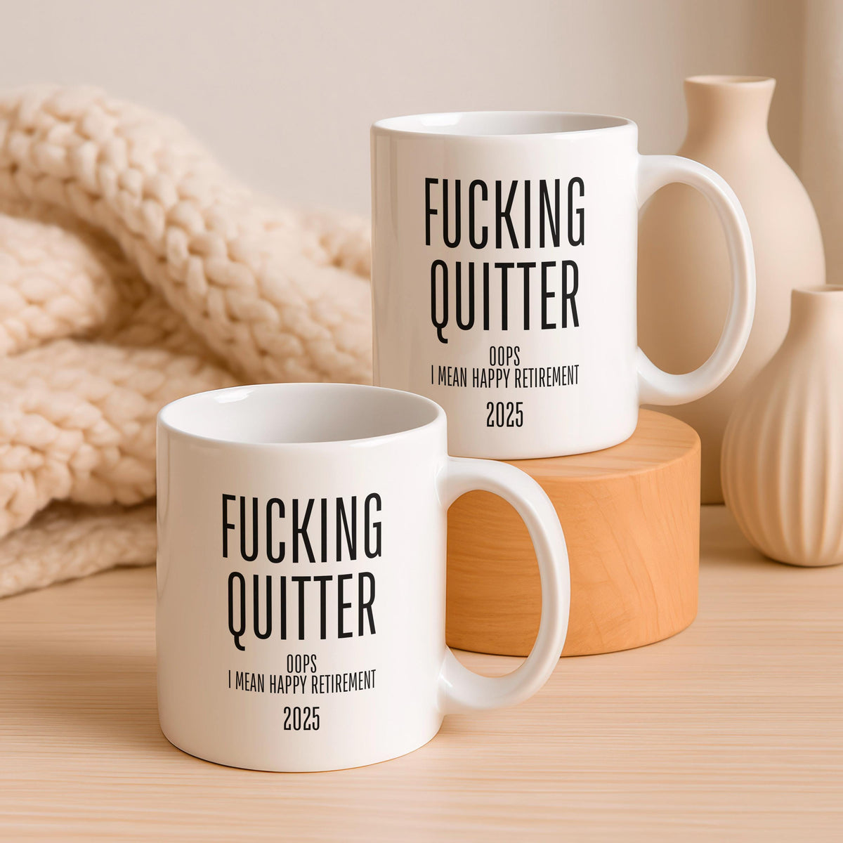 Funny Retirement Mug, Quitting Coffee Cup, Sarcastic Gag Gift for Coworker