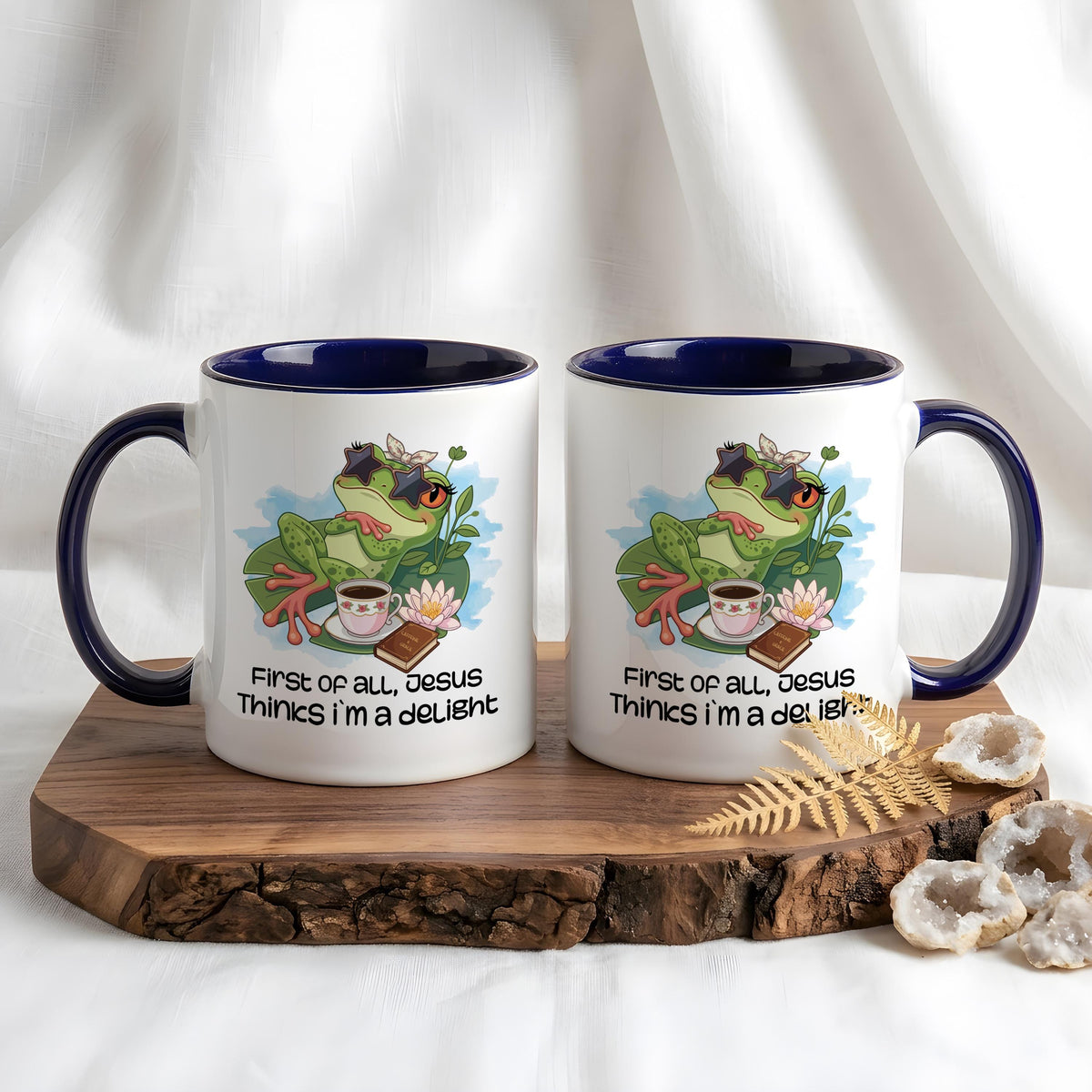 Jesus Thinks I'm a Delight Frog Mug, Funny Christian Coffee Cup, Sarcastic Gift