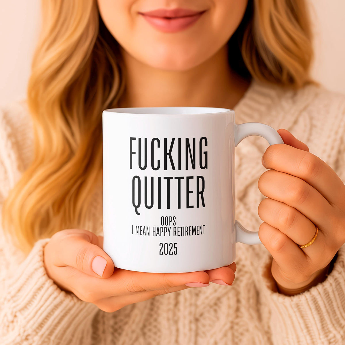 Funny Retirement Mug, Quitting Coffee Cup, Sarcastic Gag Gift for Coworker
