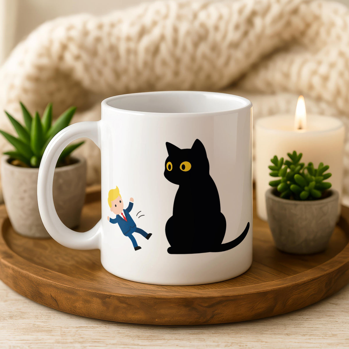 Funny Black Cat Sarcastic Coffee Mug, Dark Humor Cat Lover Ceramic Cup