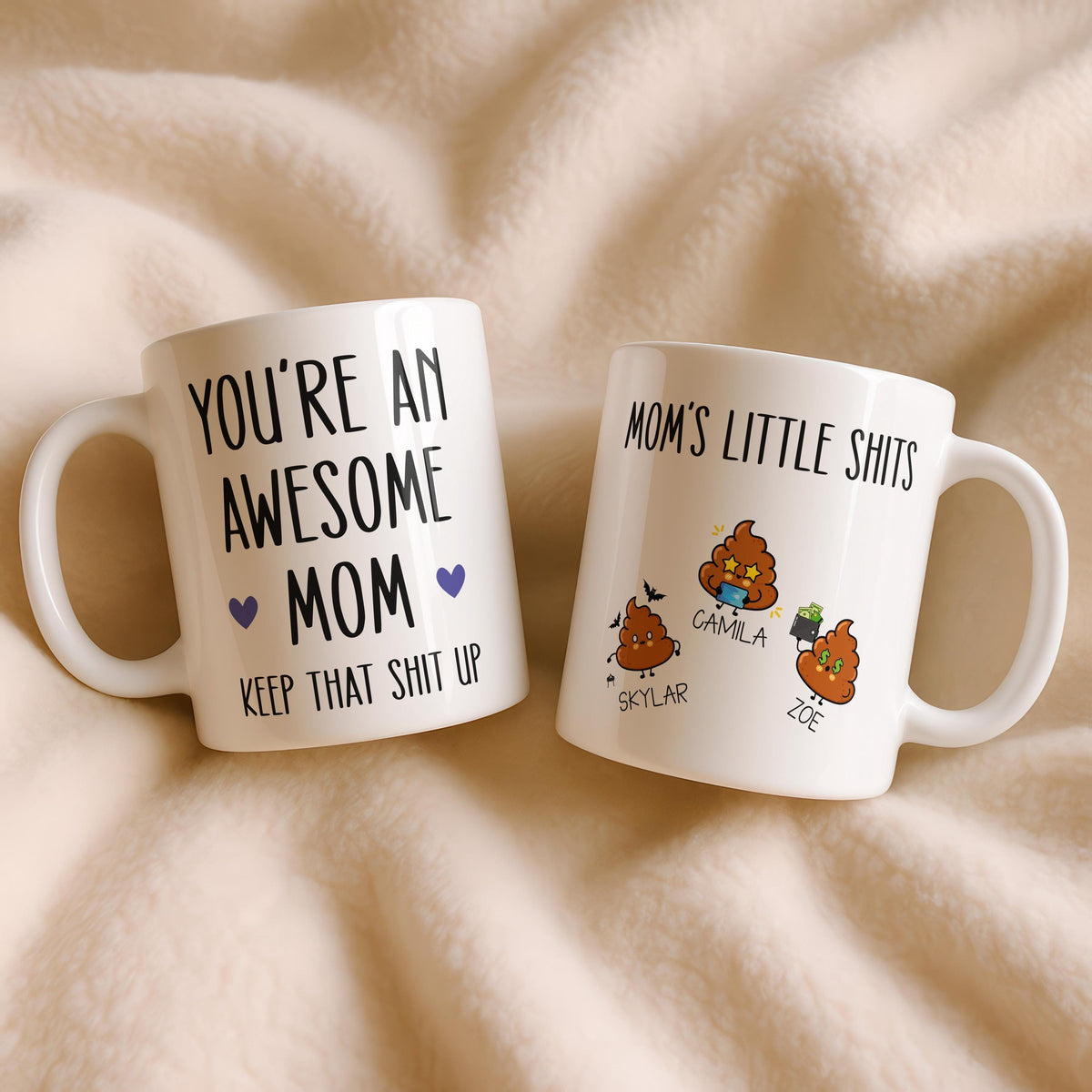 Personalized Ceramic Mug, Custom Kids Names Coffee Cup, Sarcastic Mom Gift