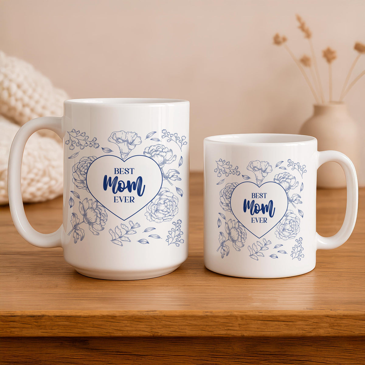 Best Mom Ever Floral Heart Ceramic Mug
